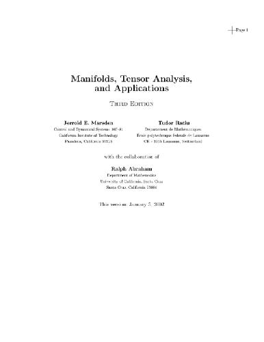 Manifolds, Tensor analysis, and Applications (draft 2003-01-05) (Springer)