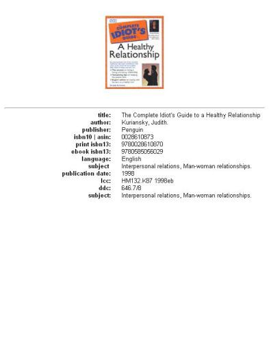 The complete idiot's guide to a healthy relationship