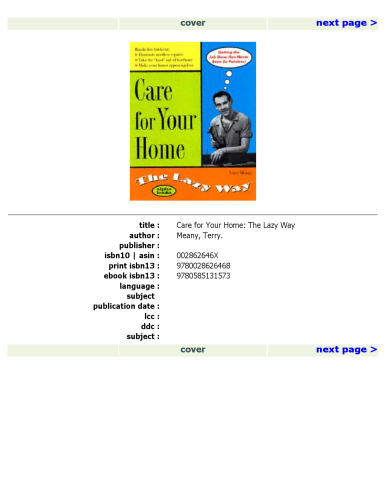 Care for Your Home the Lazy Way (The Lazy Way Series)
