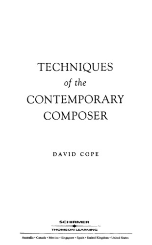 Techniques of the Contemporary Composer