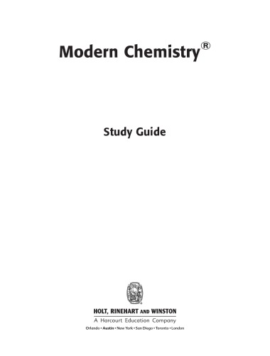 Holt Modern Chemistry: Study Guide Student Edition