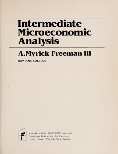 Intermediate microeconomic analysis