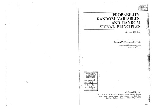 Probability, Random Variables and Random Signal Principles (McGraw-Hill series in electrical engineering)