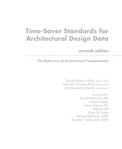Time-Saver Standards for Architectural Design Data
