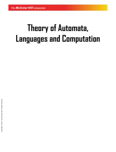 Theory of Automata Languages and Computation