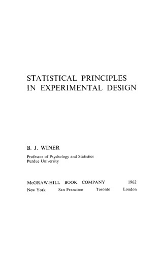Statistical Principles in Experimental Design