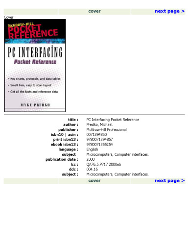 PC Interfacing Pocket Reference