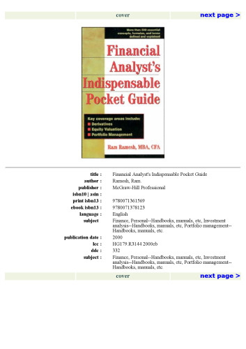 Financial Analyst's Indispensable Pocket Guide
