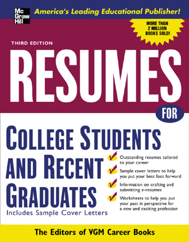 Resumes for College Students and Recent Graduates (Vgm Professional Resumes Series)