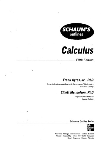 Schaum's Outline of Calculus, 5th ed. (Schaum's Outline Series)