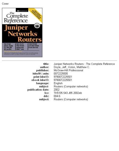 Juniper Networks Routers: The Complete Reference