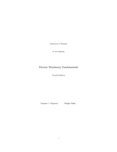 Electric Machinery Fundamentals (McGraw-Hill Series in Electrical and Computer Engineering)