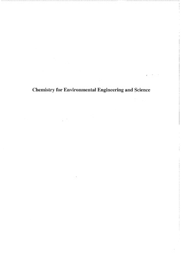 Chemistry for Environmental Engineering and Science