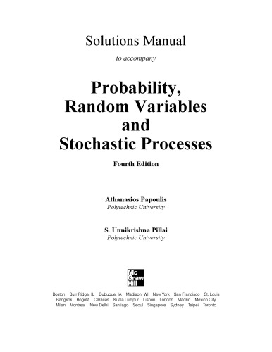 Probability, random variables, and stochastic processes [SOLUTIONS MANUAL - No CH 1]
