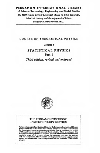 Statistical Physics, Part 1