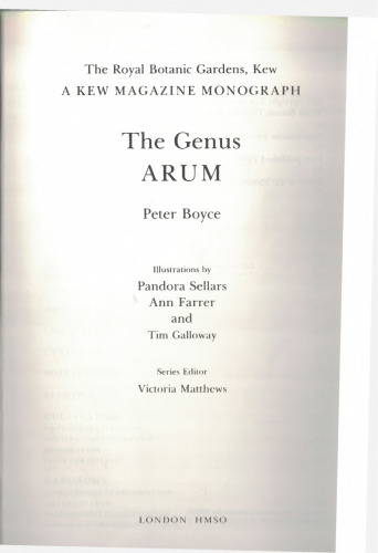The Genus Arum (A Kew Magazine Monograph)