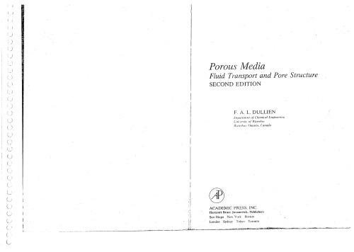 Porous Media, Second Edition: Fluid Transport and Pore Structure