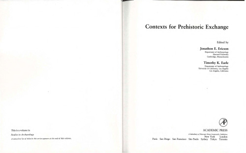Contexts for Prehistoric Exchange (Studies in archaeology)