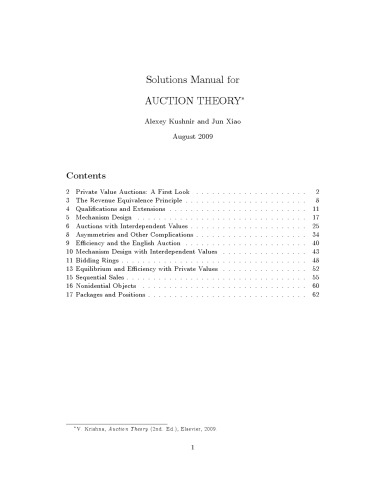 Auction Theory - Solutions Manual
