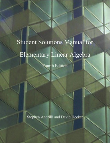 Elementary Linear Algebra, Students Solutions Manual (e-only)