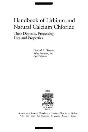Handbook of Lithium and Natural Calcium Chloride
