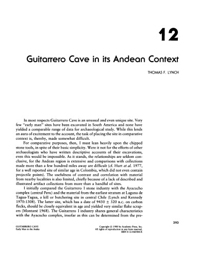 Guitarrero Cave in its Andean Context