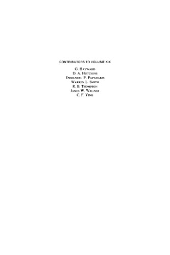 Physical acoustics, vol.19: ultrasonic measurement methods