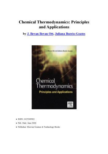 Chemical Thermodynamics: Principles and Applications