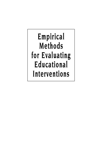 Empirical Methods for Evaluating Educational Interventions (Educational Psychology)