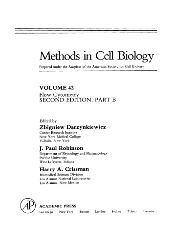 Methods in Cell Biology, 42B : Flow Cytometry