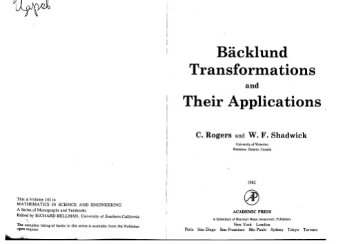 Bäcklund Transformations and Their Applications