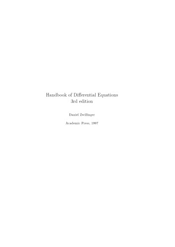 Handbook of Differential Equations (Errata added)