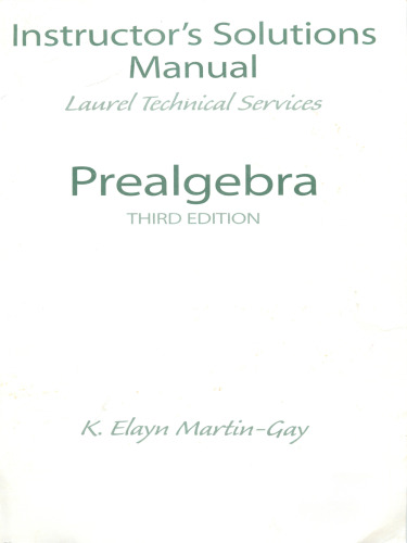 Instructor's Solutions Manual for Prealgebra, Third Edition