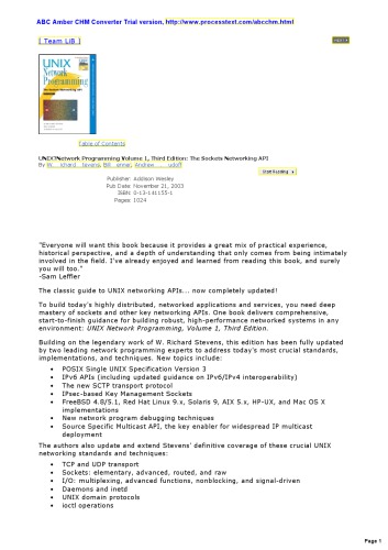 UNIX Network Programming, Volume 1: The Sockets Networking API