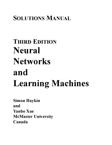 Solutions Manual for Neural Networks and Learning Machines, 3/E