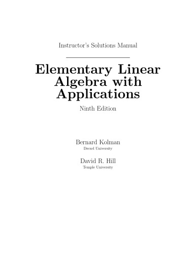 Solution manual for Elementary Linear Algebra with Applications (9th Edition)