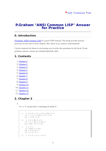 ANSI Common Lisp - Solutions
