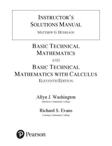 Student Solutions Manual for Basic Technical Mathematics 11 Edition