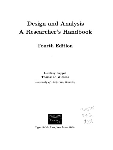 Design and Analysis: A Researcher's Handbook
