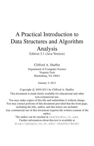 Practical Introduction to Data Structures and Algorithms, Java Edition