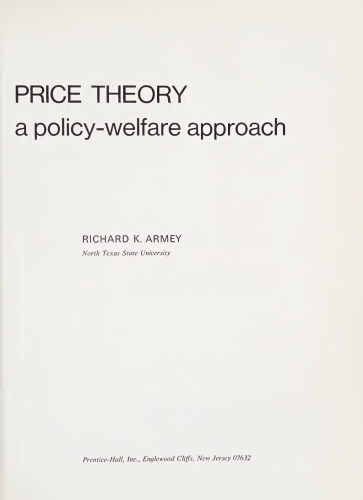 Price theory : a policy-welfare approach