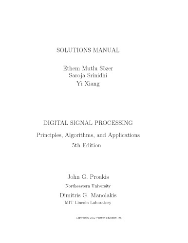 Digital Signal Processing: Principles, Algorithms and Applications, Fifth Edition (Solutions, Instructor Solution Manual)