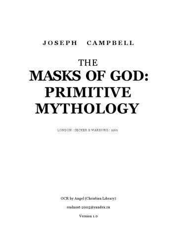 The Masks of God, Vol. 1: Primitive Mythology