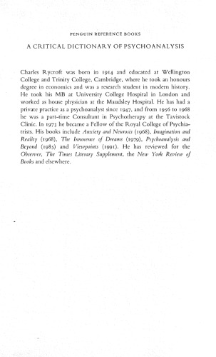 A Critical Dictionary of Psychoanalysis, Second Edition
