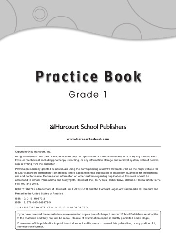 Storytown Practice Book Grade 1