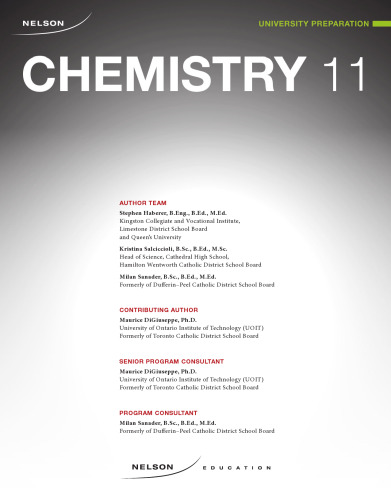Nelson Chemistry 11: University Preparation Student Text