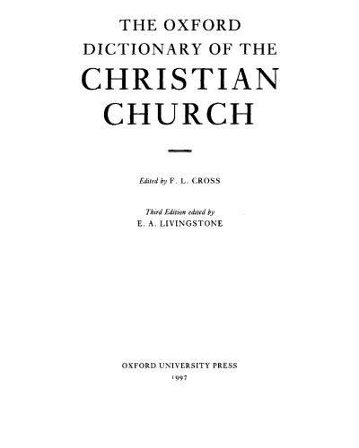 The Oxford Dictionary of the Christian Church