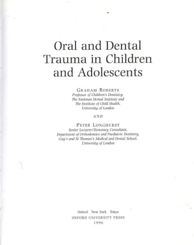 Oral and Dental Trauma in Children and Adolescents