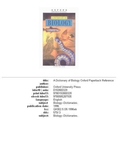 A dictionary of biology