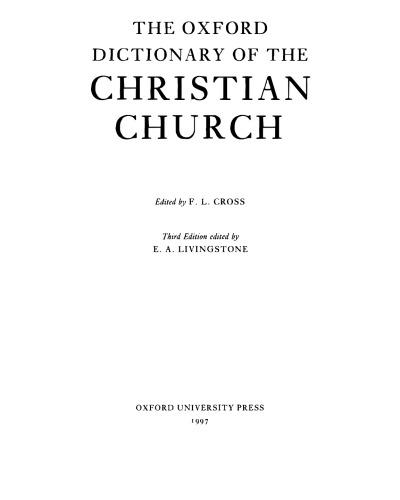 The Oxford dictionary of the Christian Church